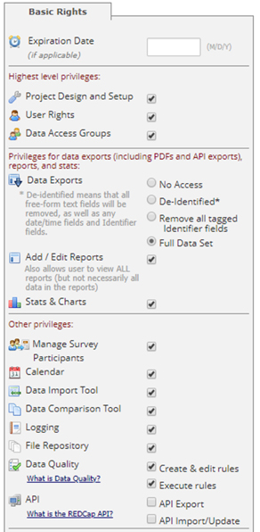 REDCap User Rights