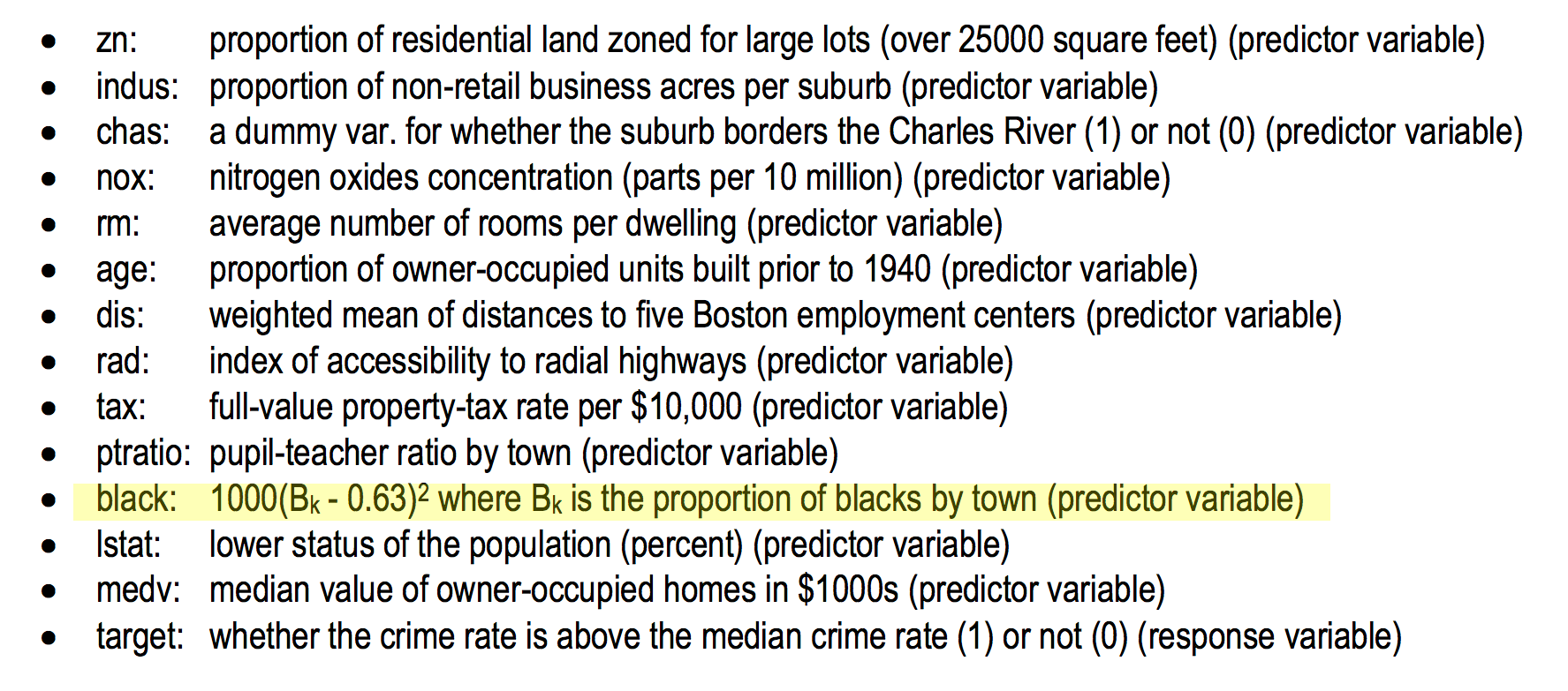 problematic predictors